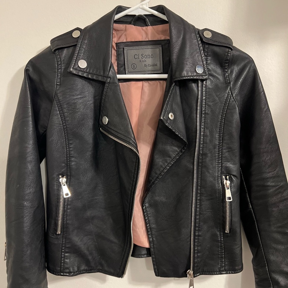 Girls Faux Leather Moto Jacket